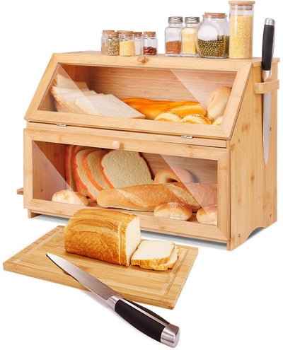 Large Capacity Bread Storage Bin with Cutting Board - HOMEKOKO