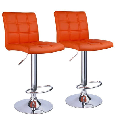 PU Leather Square Adjustable Swivel Bar Stools - HOMEKOKO