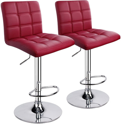 PU Leather Square Adjustable Swivel Bar Stools - HOMEKOKO