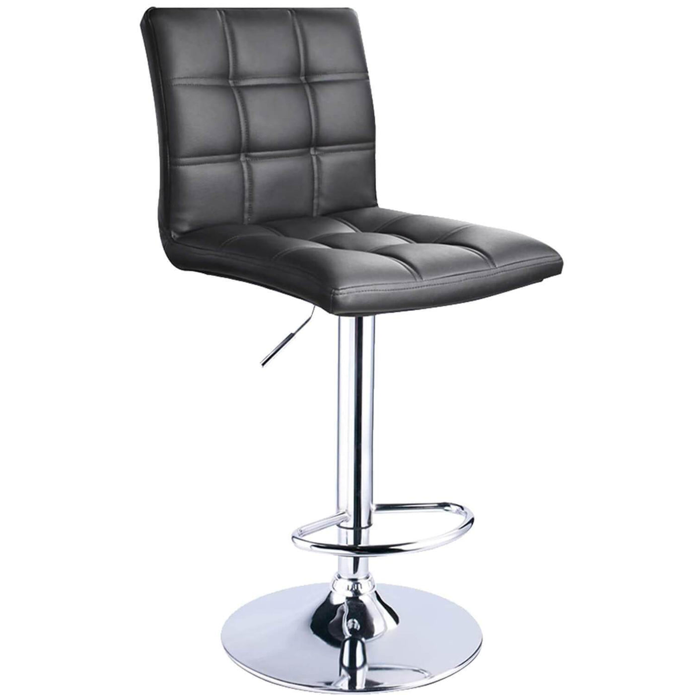 PU Leather Square Adjustable Swivel Bar Stools - HOMEKOKO