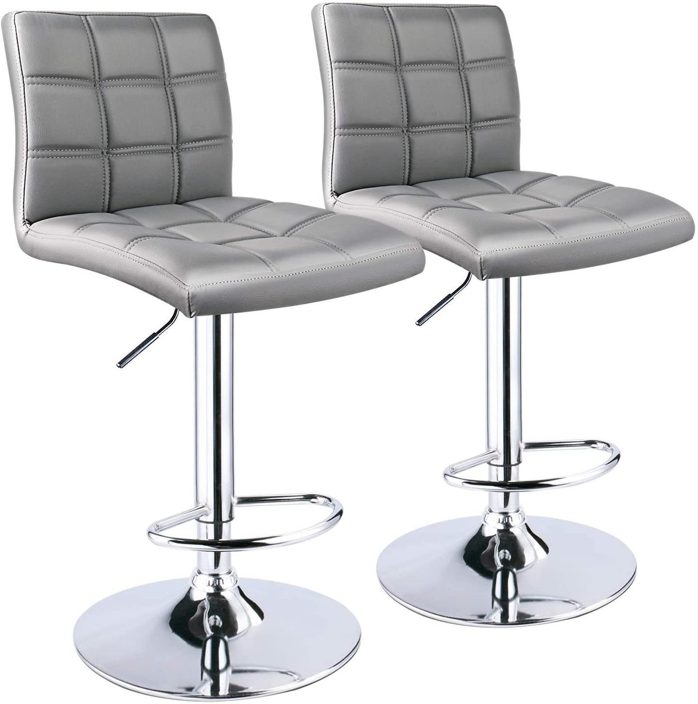 PU Leather Square Adjustable Swivel Bar Stools - HOMEKOKO