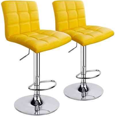 PU Leather Square Adjustable Swivel Bar Stools - HOMEKOKO