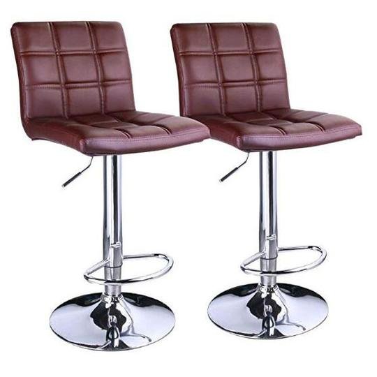 PU Leather Square Adjustable Swivel Bar Stools - HOMEKOKO