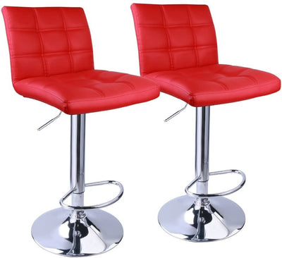 PU Leather Square Adjustable Swivel Bar Stools - HOMEKOKO