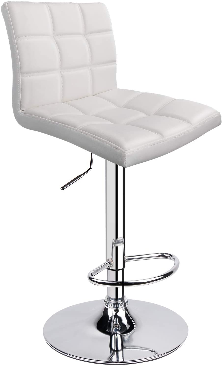 PU Leather Square Adjustable Swivel Bar Stools White - HOMEKOKO