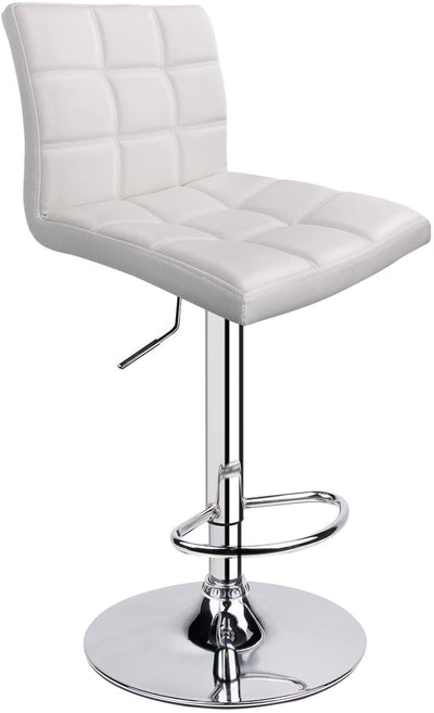 PU Leather Square Adjustable Swivel Bar Stools White - HOMEKOKO