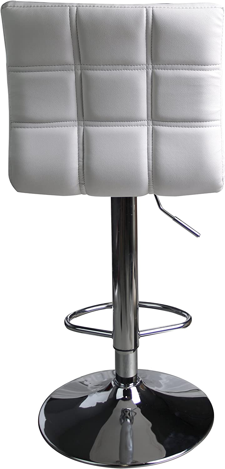 PU Leather Square Adjustable Swivel Bar Stools White - HOMEKOKO