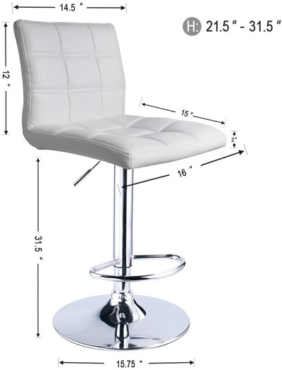 PU Leather Square Adjustable Swivel Bar Stools White - HOMEKOKO