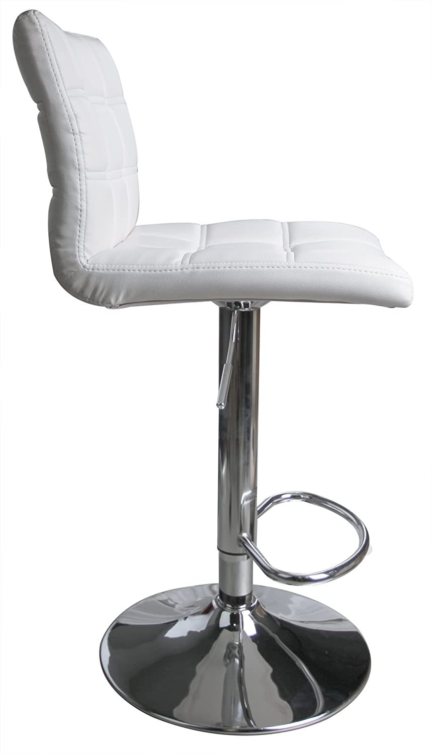 PU Leather Square Adjustable Swivel Bar Stools White - HOMEKOKO