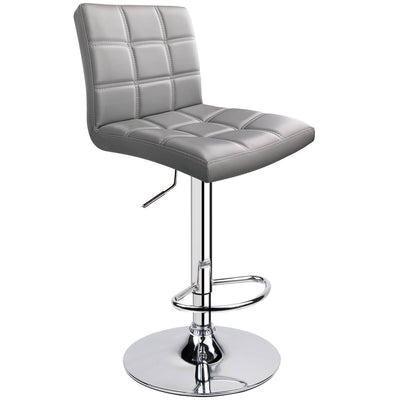 PU Leather Square Back Adjustable Swivel Bar Stool Light Grey (1 Chair) - HOMEKOKO