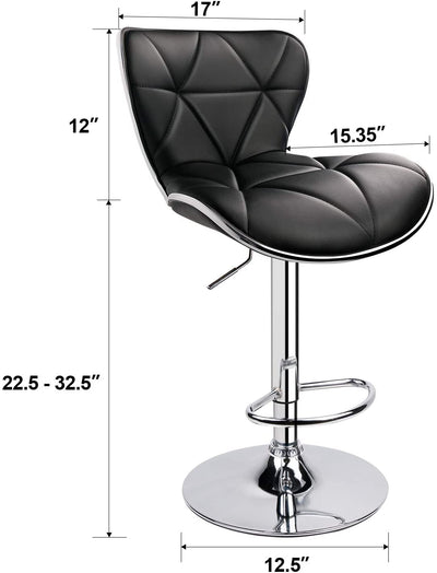 Shell Back Adjustable Swivel Bar Stool Black (1 Chair) - HOMEKOKO