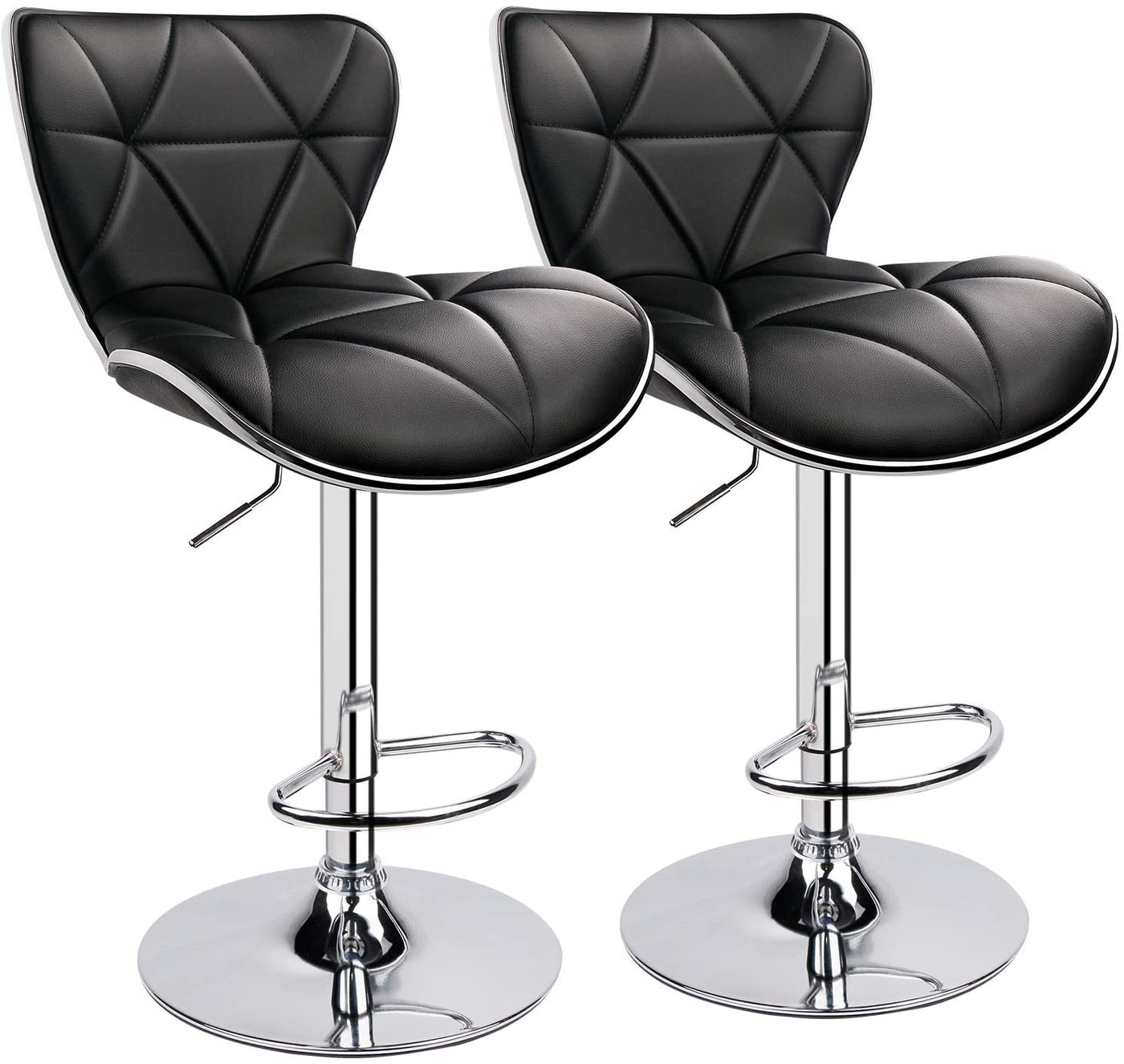 Shell Back Adjustable Swivel Bar Stool Black (1 Chair) - HOMEKOKO