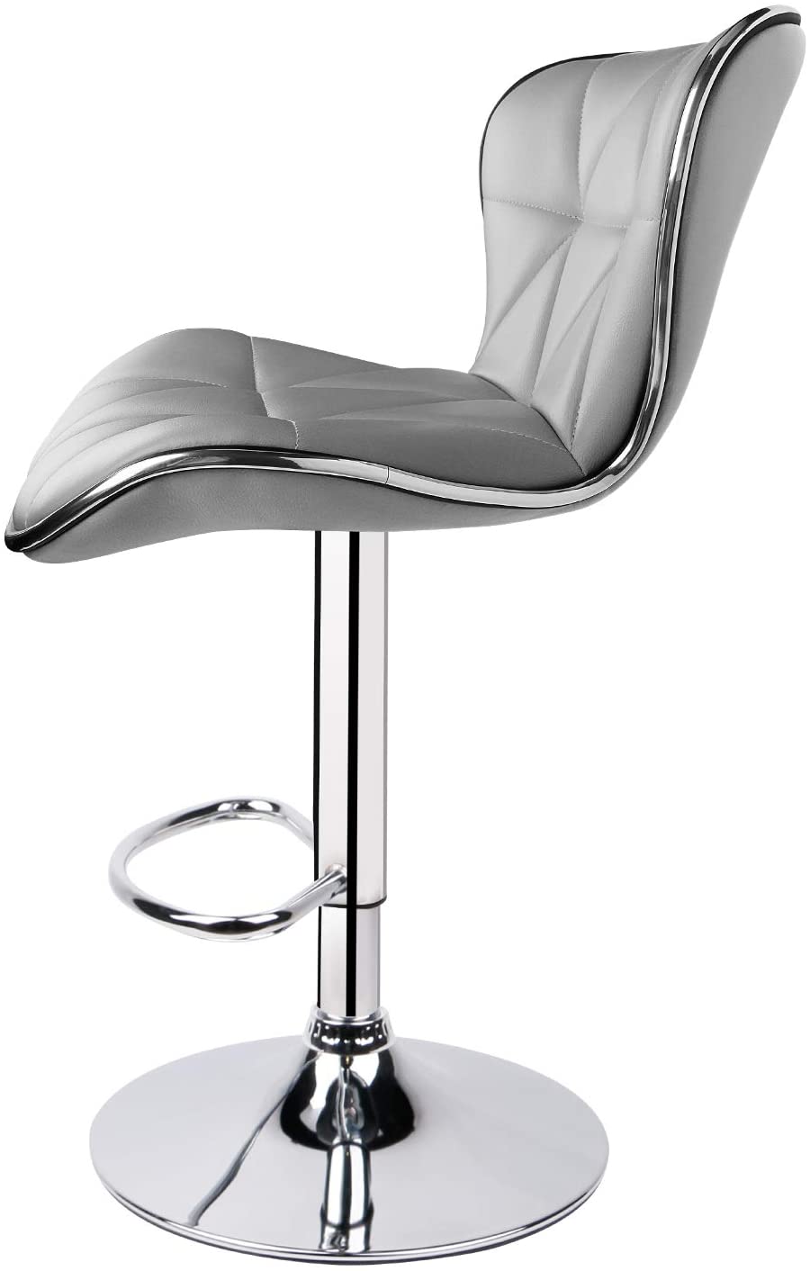 Shell Back Adjustable Swivel Bar Stool Light Grey (1 Chair) - HOMEKOKO