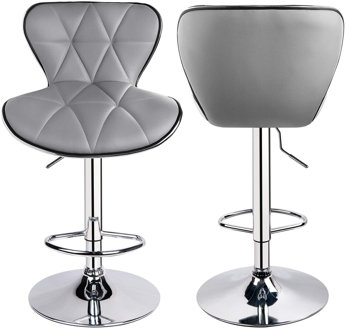 Shell Back Adjustable Swivel Bar Stool Light Grey (1 Chair) - HOMEKOKO