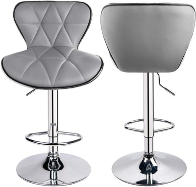 Shell Back Adjustable Swivel Bar Stool Light Grey (1 Chair) - HOMEKOKO