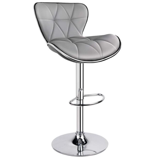Shell Back Adjustable Swivel Bar Stool Light Grey (1 Chair) - HOMEKOKO