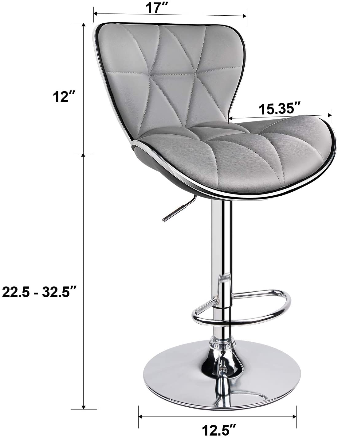 Shell Back Adjustable Swivel Bar Stool Light Grey (1 Chair) - HOMEKOKO
