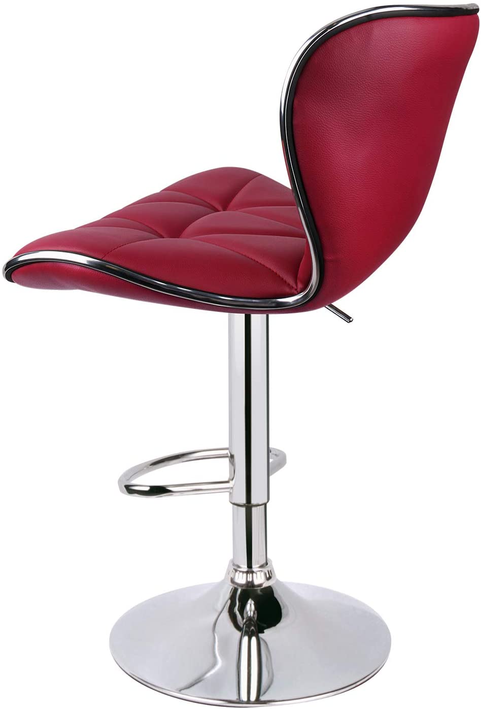 Shell Back Adjustable Swivel Bar Stool Wine Red (1 Chair) - HOMEKOKO