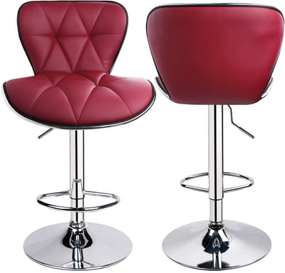 Shell Back Adjustable Swivel Bar Stool Wine Red (1 Chair) - HOMEKOKO