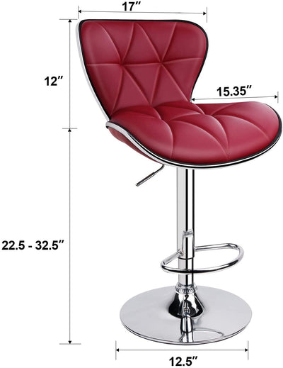 Shell Back Adjustable Swivel Bar Stool Wine Red (1 Chair) - HOMEKOKO