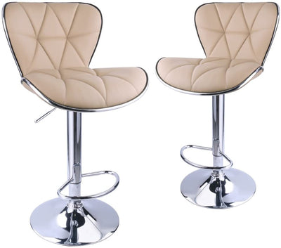 Shell Back Adjustable Swivel Bar Stools Khaki (Set of 2 ) - HOMEKOKO