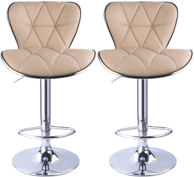 Shell Back Adjustable Swivel Bar Stools Khaki (Set of 2 ) - HOMEKOKO