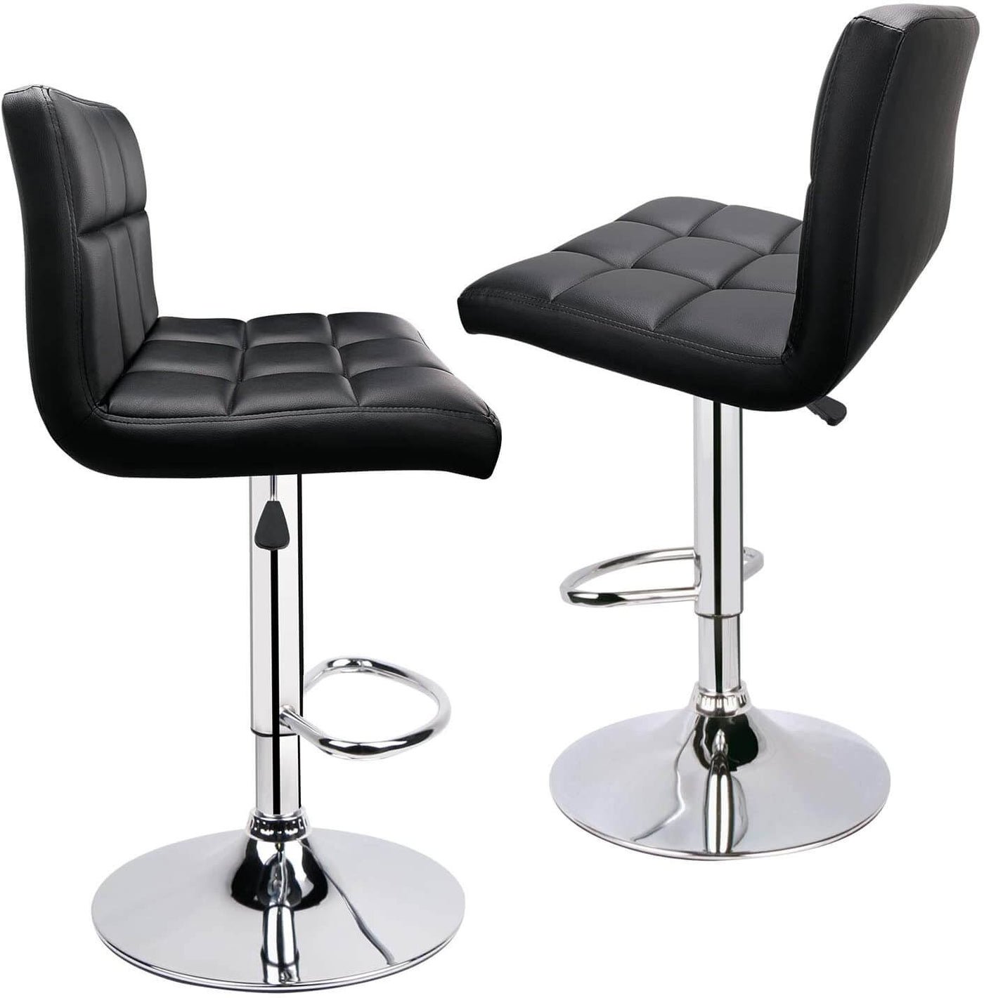 Square Swivel Adjustable Height Bar Stools Black（1 chair） - HOMEKOKO