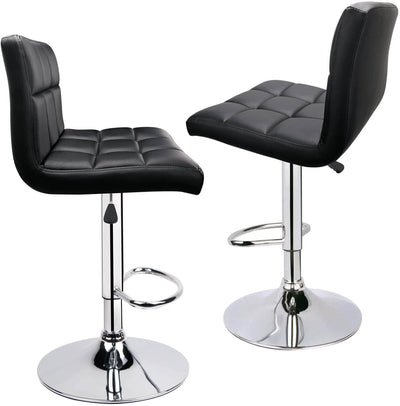 Square Swivel Adjustable Height Bar Stools Black（1 chair） - HOMEKOKO