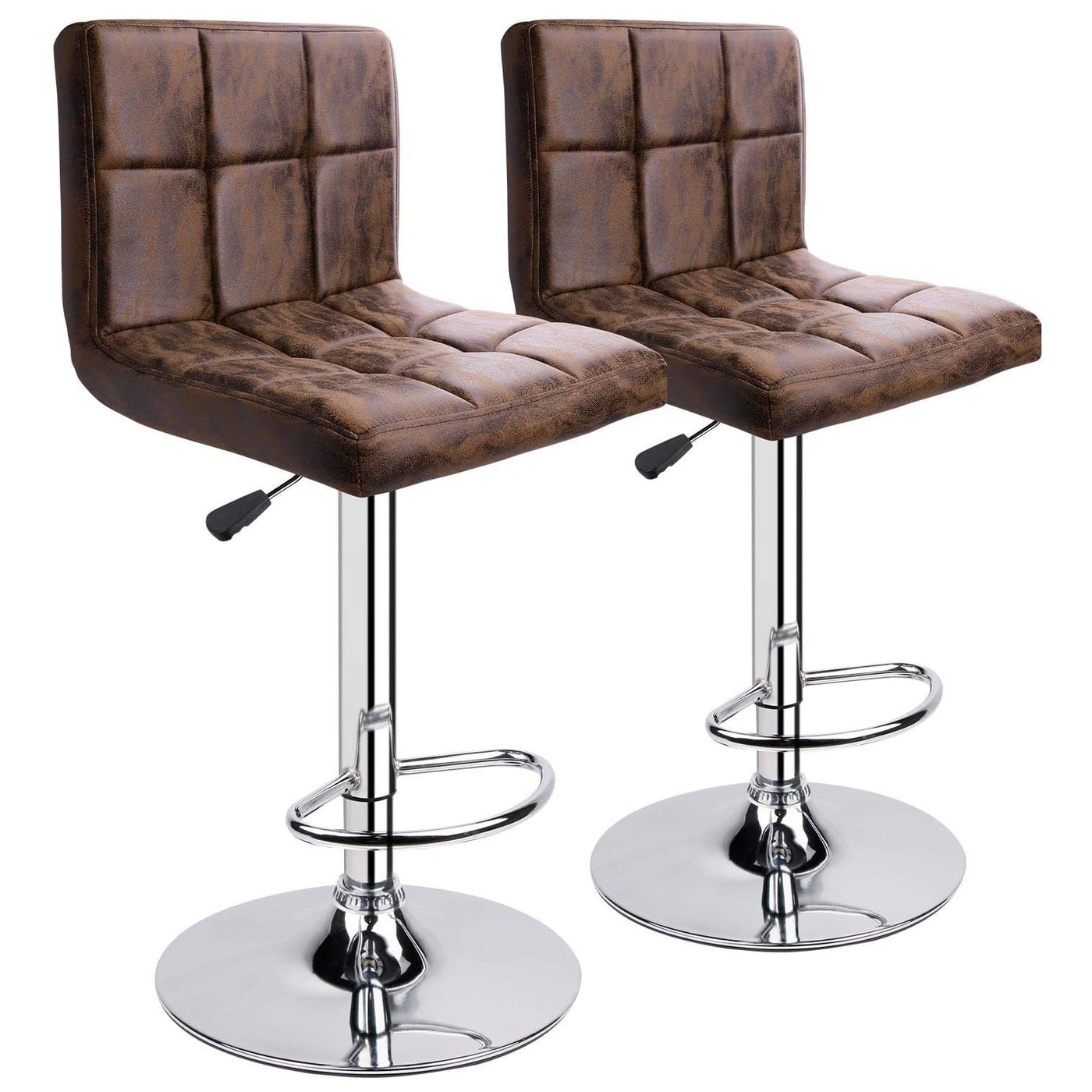 Square Swivel Adjustable Height Bar Stools(Set of 2)