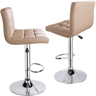 Square Swivel Adjustable Height Bar Stools Khaki (Set of 2 ) - HOMEKOKO