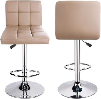 Square Swivel Adjustable Height Bar Stools Khaki (Set of 2 ) - HOMEKOKO