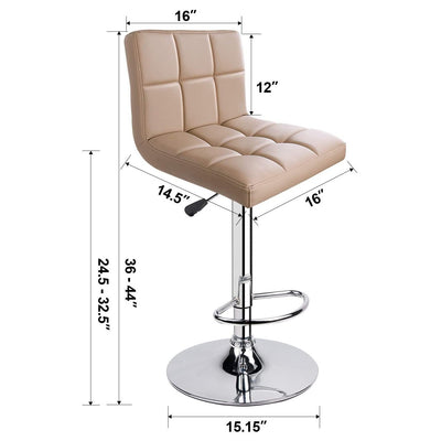 Square Swivel Adjustable Height Bar Stools Khaki (Set of 2 ) - HOMEKOKO