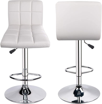 Square Swivel Adjustable Height Bar Stools White (Set of 2) - HOMEKOKO