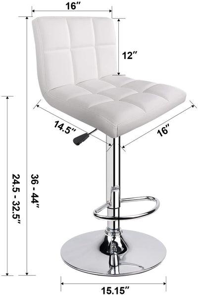 Square Swivel Adjustable Height Bar Stools White (Set of 2) - HOMEKOKO