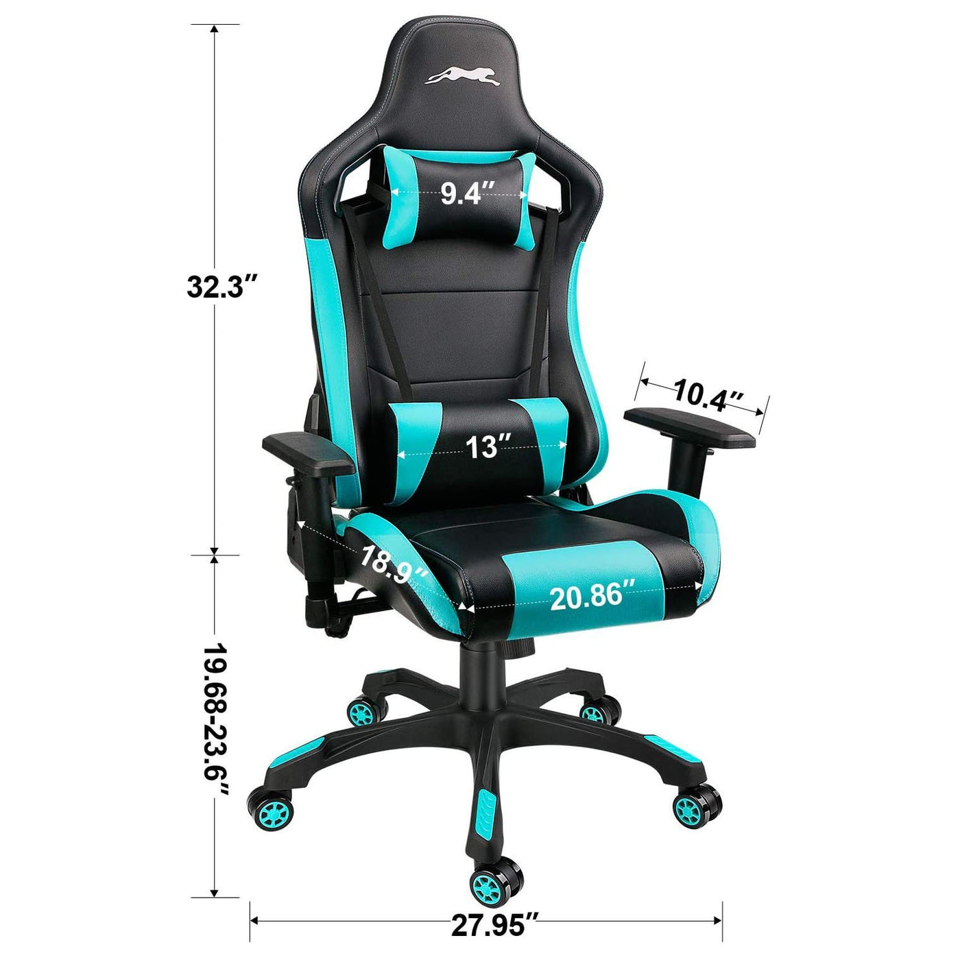 Swivel Gaming Chair with Adjustable Armrest Light Blue - HOMEKOKO