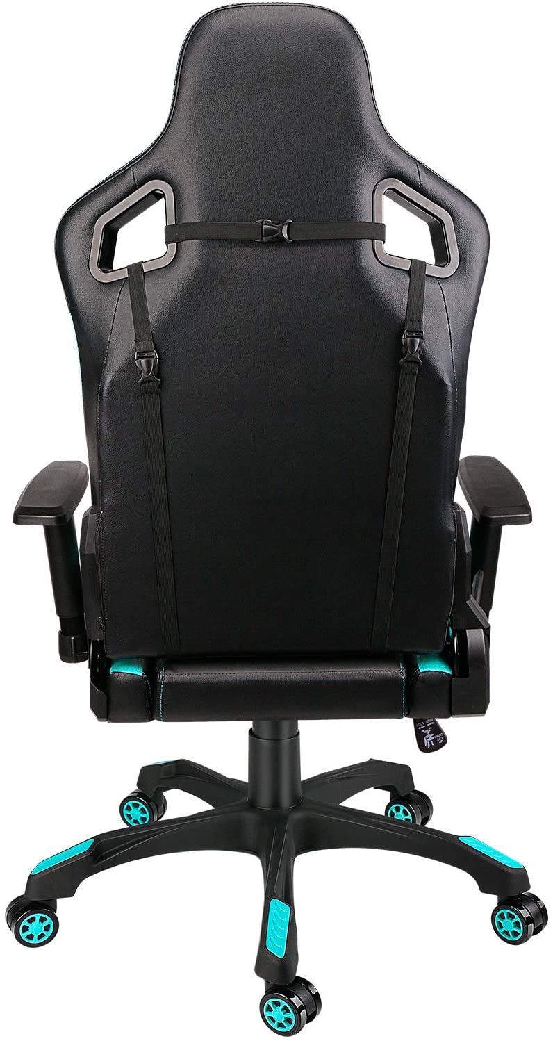 Swivel Gaming Chair with Adjustable Armrest Light Blue - HOMEKOKO