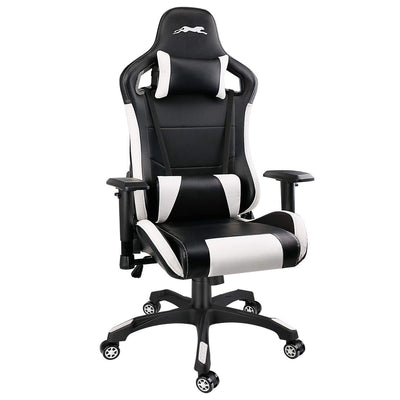 Swivel Gaming Chair with Adjustable Armrest White - HOMEKOKO