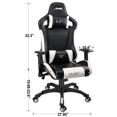 Swivel Gaming Chair with Adjustable Armrest White - HOMEKOKO
